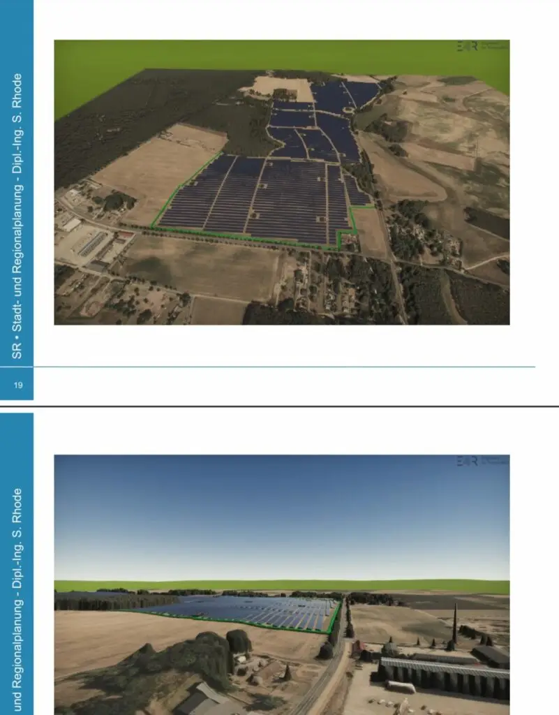 Visualisierung des geplanten Solarparks - Luftansicht